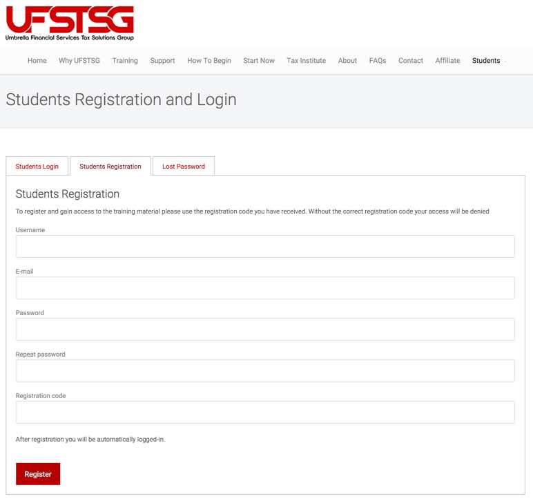 e-Learning site registration