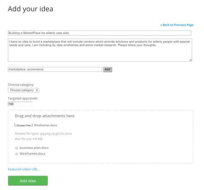 Add an idea form